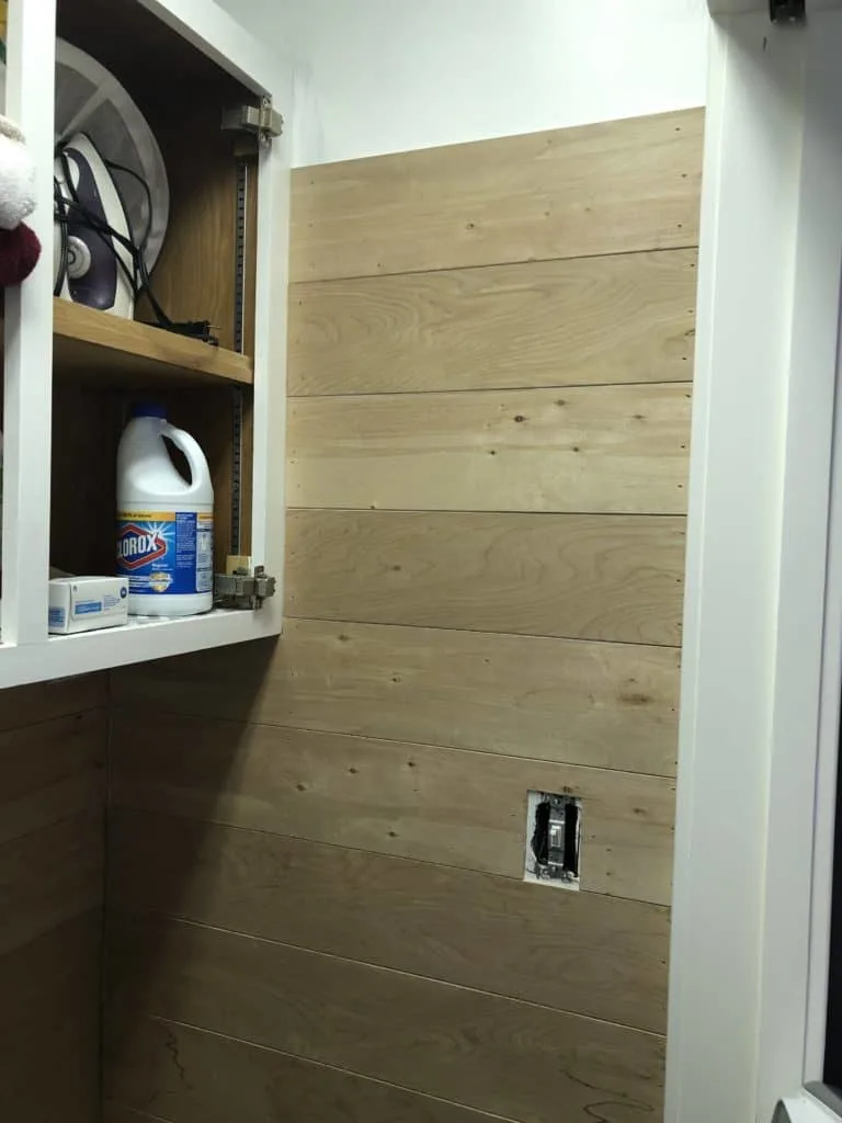 $100 Room Challenge the Laundry Room, where I stopped the shiplap going up the side of the wall.