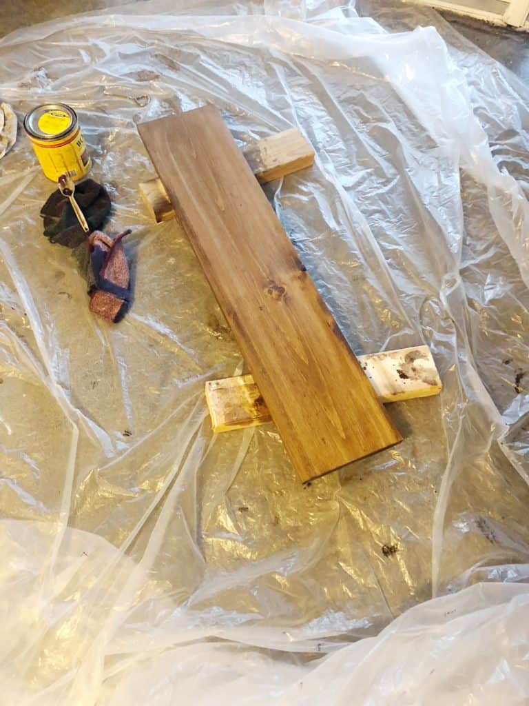 This 1x8 piece of wood is being stained to go into my farmhouse laundry room.