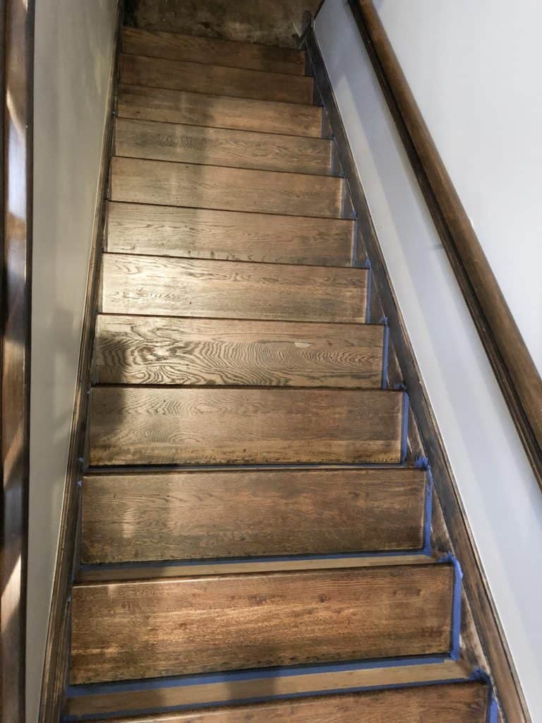 the poly'd stairs that are dry after one coat.