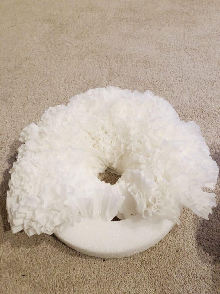 the coffee filter wreath about 75% dont sitting on my floor