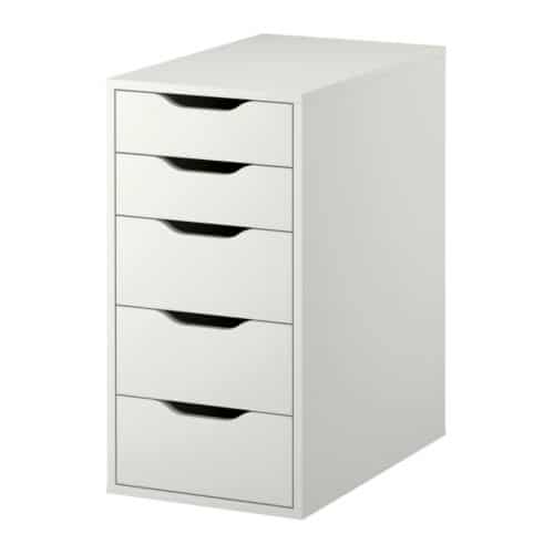 The IKEA Alex Drawers for makeup organization.
