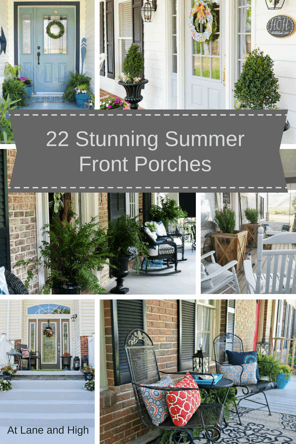Summer front porch decorating ideas pin for Pinterest.