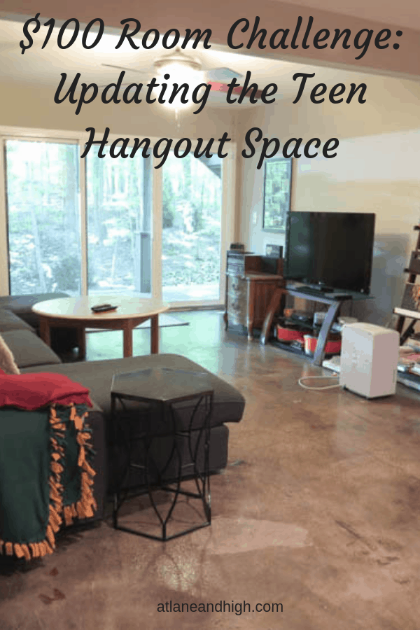 Teen Room Decor, Teen Hangout Space. Here we are participating in the $100 Room Challenge and renovating our basement family room for my teenagers.
