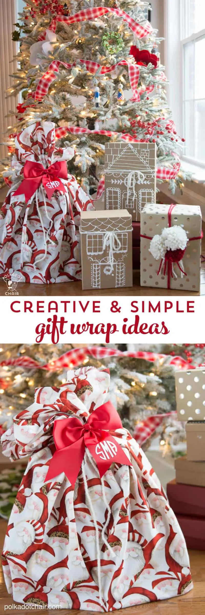 diy gift wrap ideas cfreating a homemade Santa sac and others with craft paper