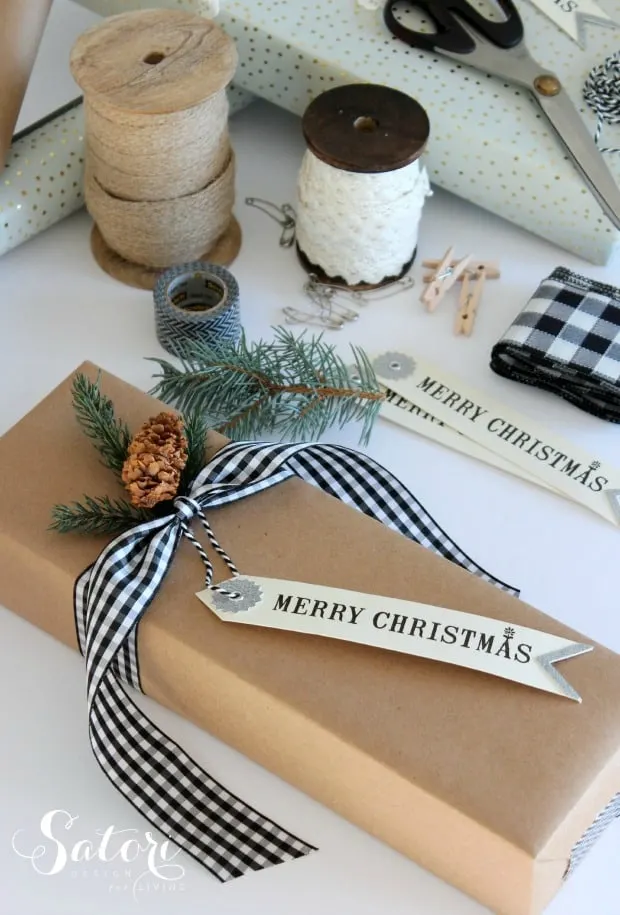 diy gift wrap ideas using homemade vintage gift tags.