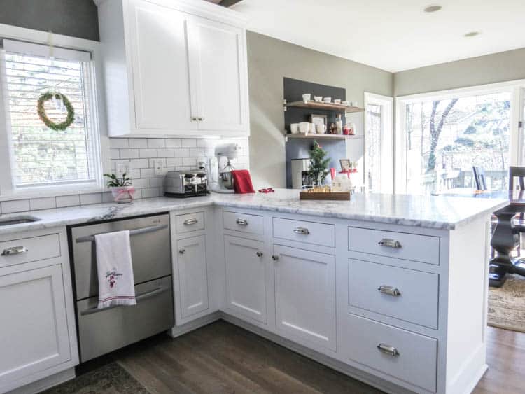 A view of the kitchen and Christmas Coffee Bar Decorations