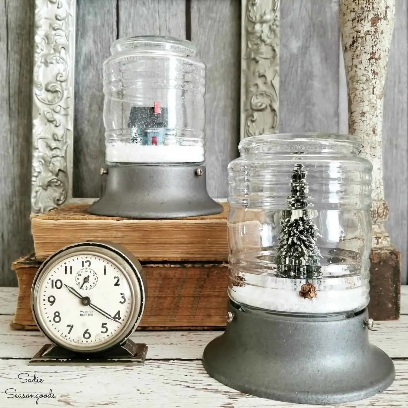 Wintery scenes in jars, great use for Winter Decor.