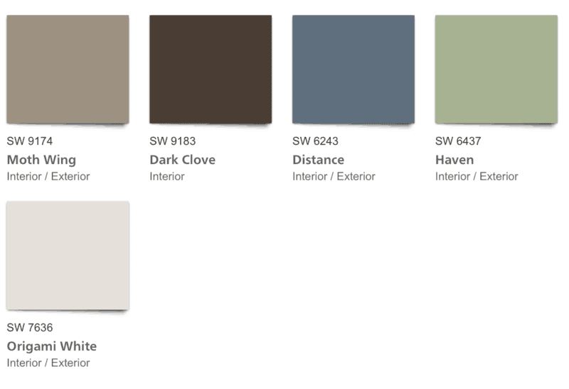 Sherwin Williams paint color trends palette 2019.