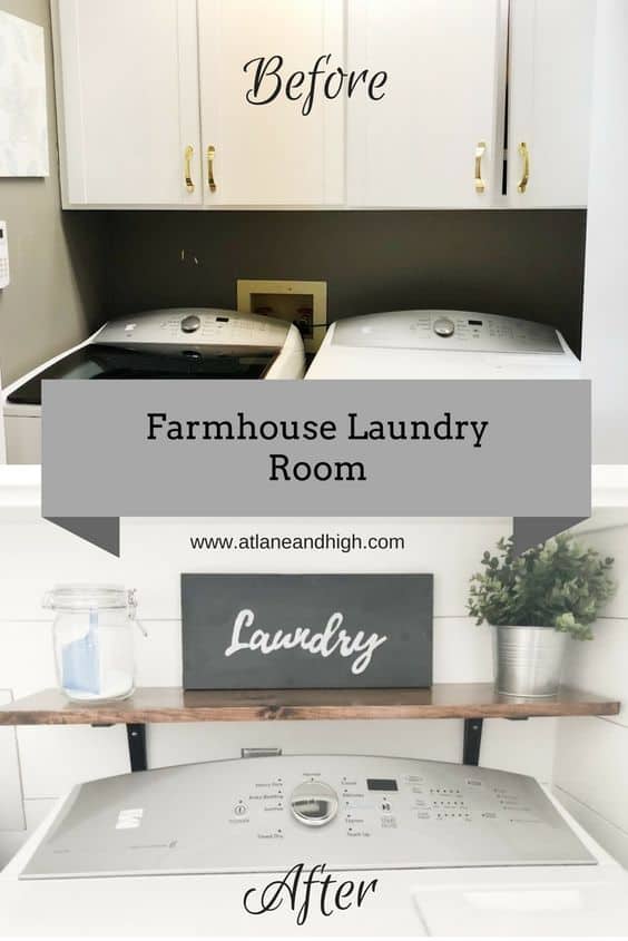 Farmhouse Style Laundry Room pin for Pinterest.