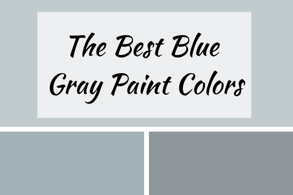 Three blue gray paint colors in a collage.