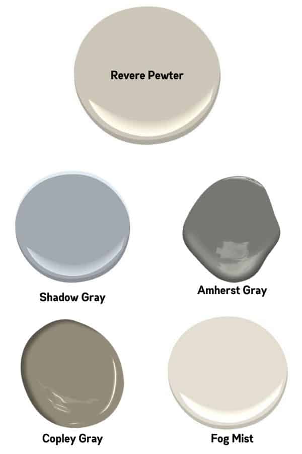 Paint swatches of coordinating colors to Revere Pewter.