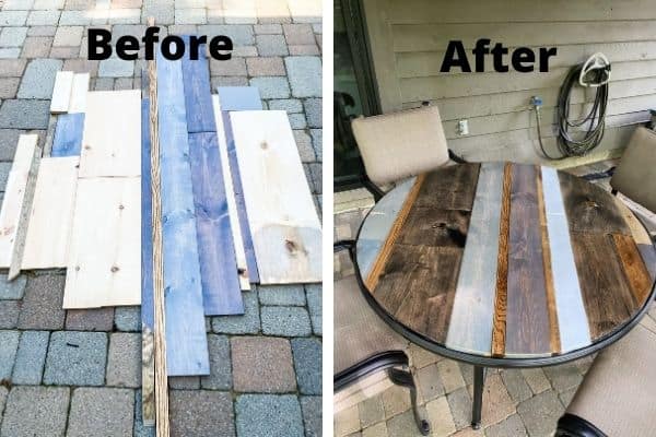 The before and after of my DIY Table Top.