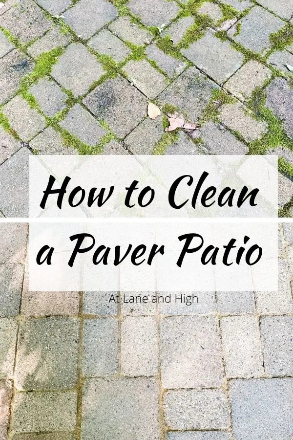 A Pin for Pinterest on how to clean a paver patio.