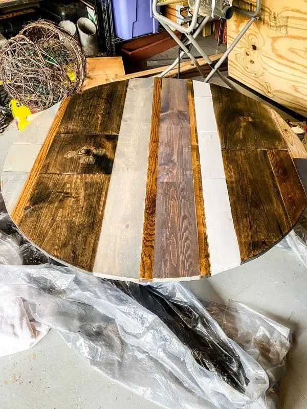 The remaining boards have been stained and polyurethaned.