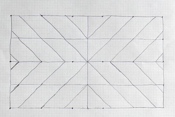 The plan on graph paper of how to create the starburst design.