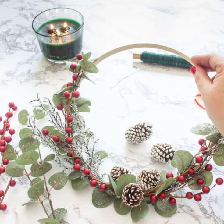 Image for Farmhouse-Style Embroidery Hoop Christmas Wreath