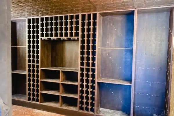 This shows after the demo of the shelves in the wine cellar.