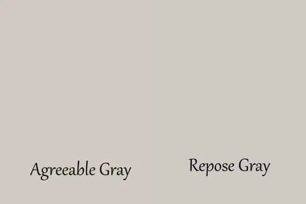 A side by side color comparison of Agreeable Gray and Repose Gray.