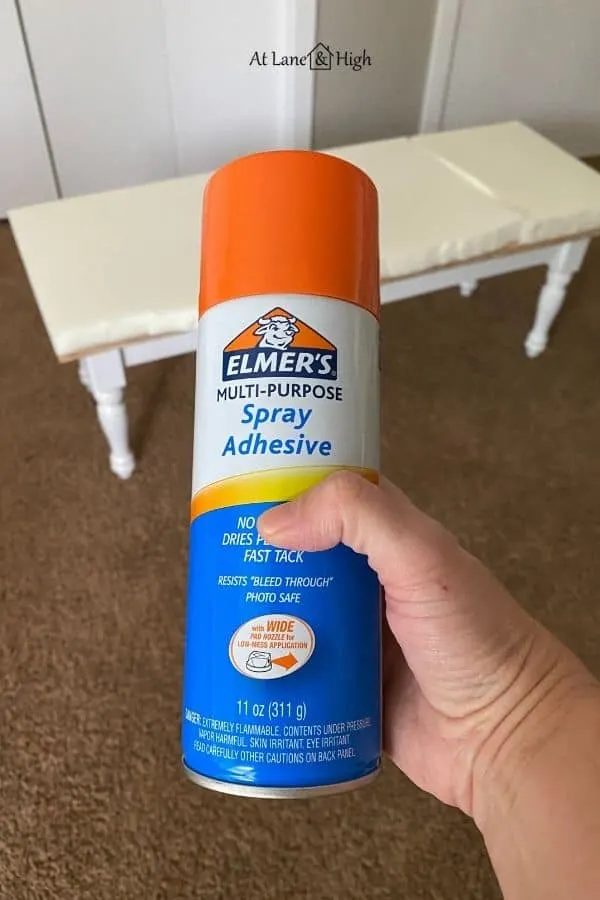This shows the spray adhesive I used to attach the foam to the plywood, it's made by Elmer's.