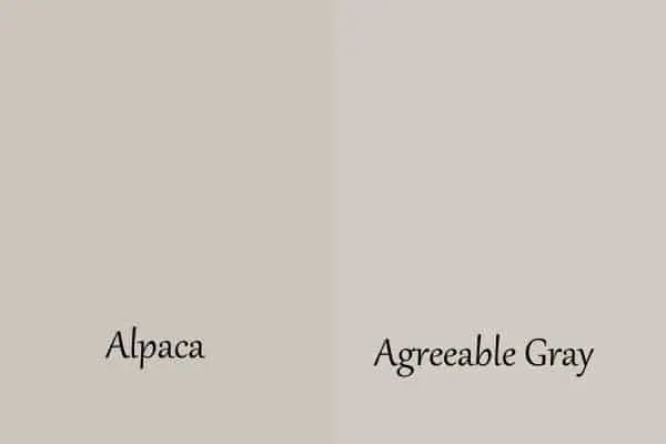 A side by side comparison of Alpaca and Agreeable Gray.