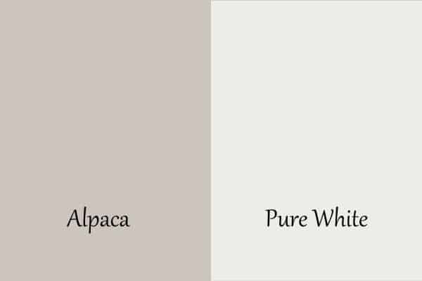 A side by side comparison of Alpaca and Pure White.