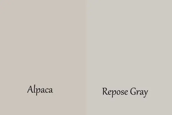 A side by side comparison of Alpaca and Repose Gray.