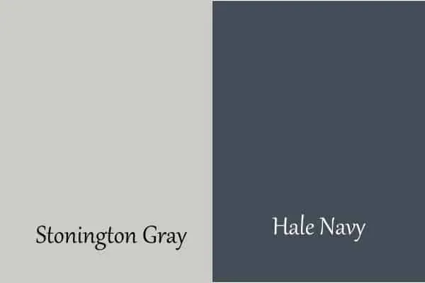 A side by side of Stonington Gray and Hale Navy.