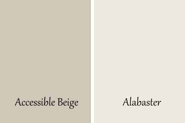 A side by side comparison of accessible beige and alabaster.