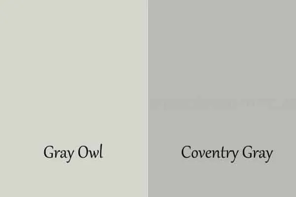 This is a side by side of Gray Owl and Coventry Gray.