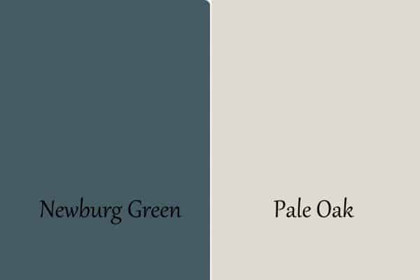 This is a side by side of Newburg Green and Pale Oak.
