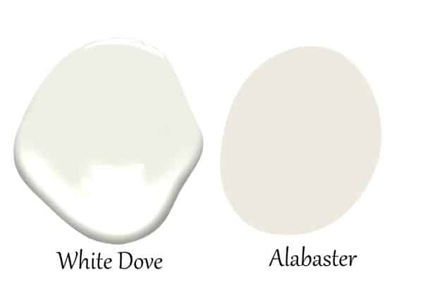 A side by side of White Dove and Alabaster.