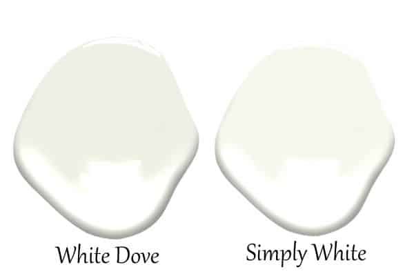 A side by side of White Dove and Simply White.