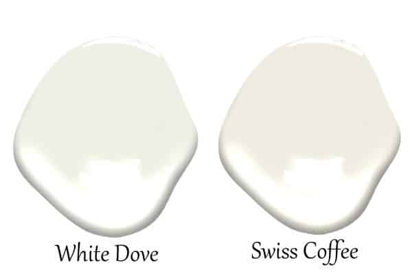 A side by side of White Dove and Swiss Coffee.