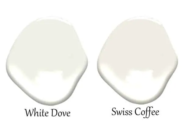 A side by side of White Dove and Swiss Coffee.