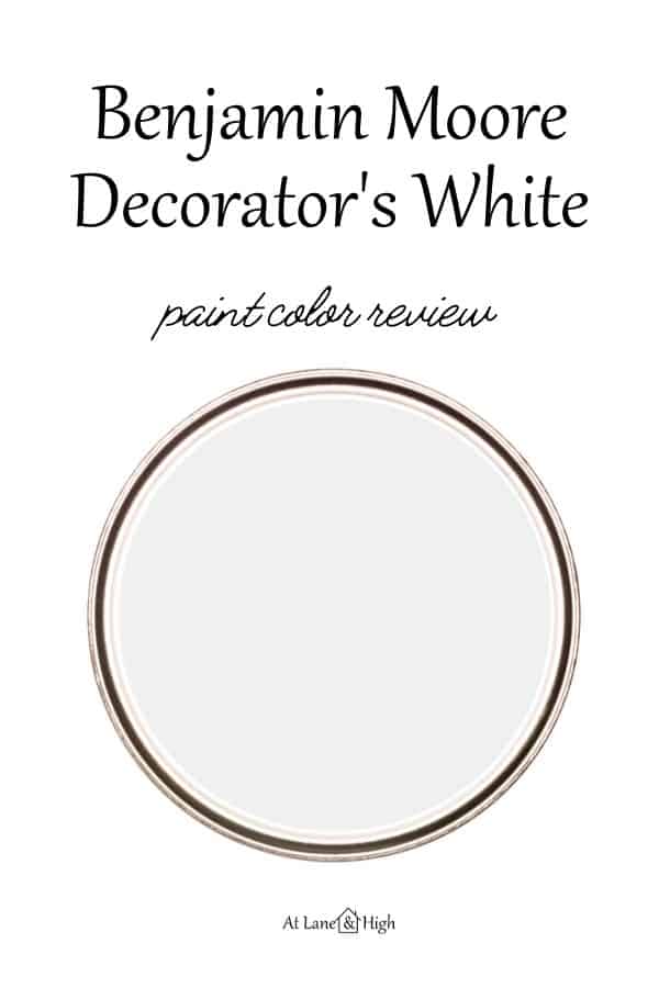 A swatch of Decorator's White with text overlay.