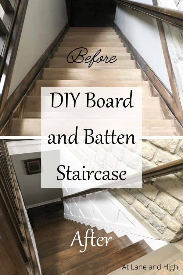 DIY Board and Batten Staircase pin for Pinterest.