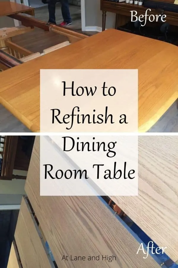 How to Refinish a Dining Table pin for Pinterest.