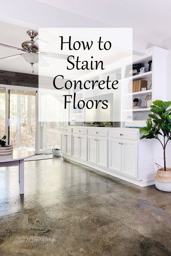 How to Stain Concrete Floors pin for Pinterest.