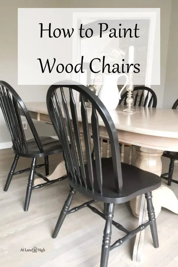 how to paint wood chairs pin for Pinterest.