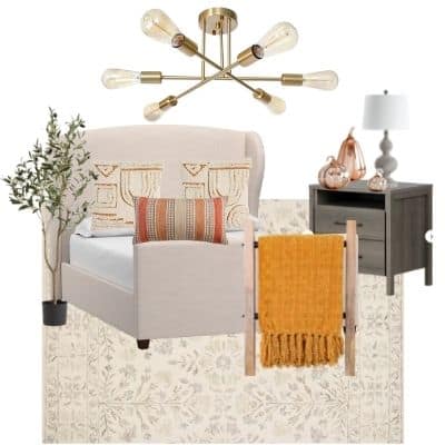 October Mood Board:  Cozy Fall Master Bedroom