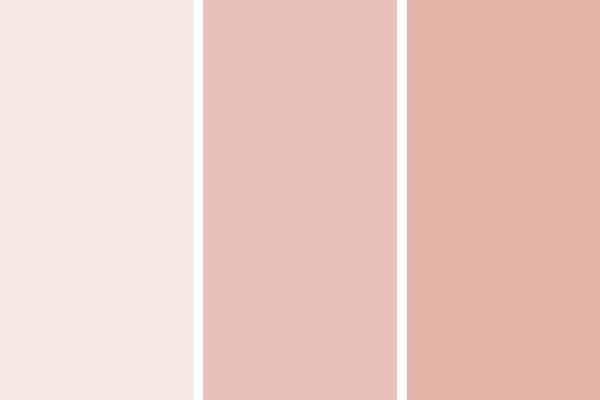A side by side of three blush paint colors.