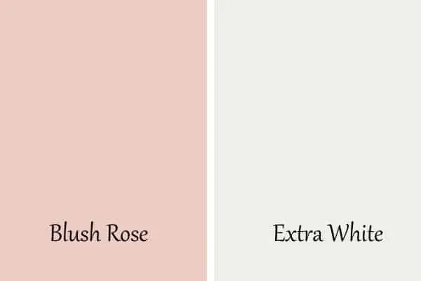 A side by side of Blush Rose and Extra White.