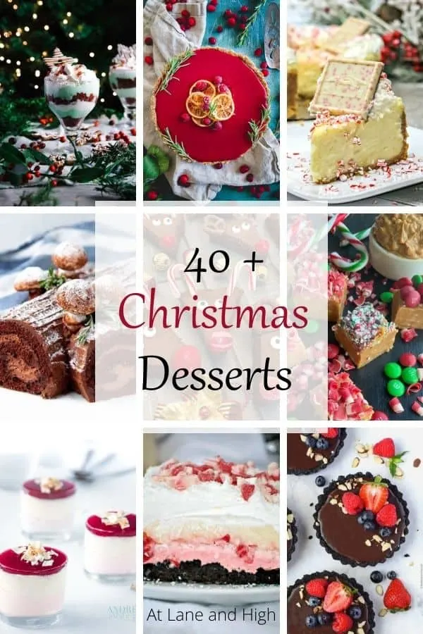 9 images of Christmas desserts with text overlap for Pinterest.