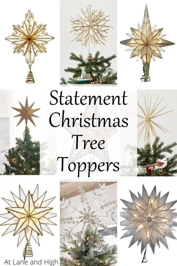 Statement Christmas tree toppers pin for Pinterest.