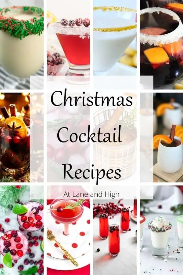 A grid of 12 different Christmas cocktails recipes with text overlay.