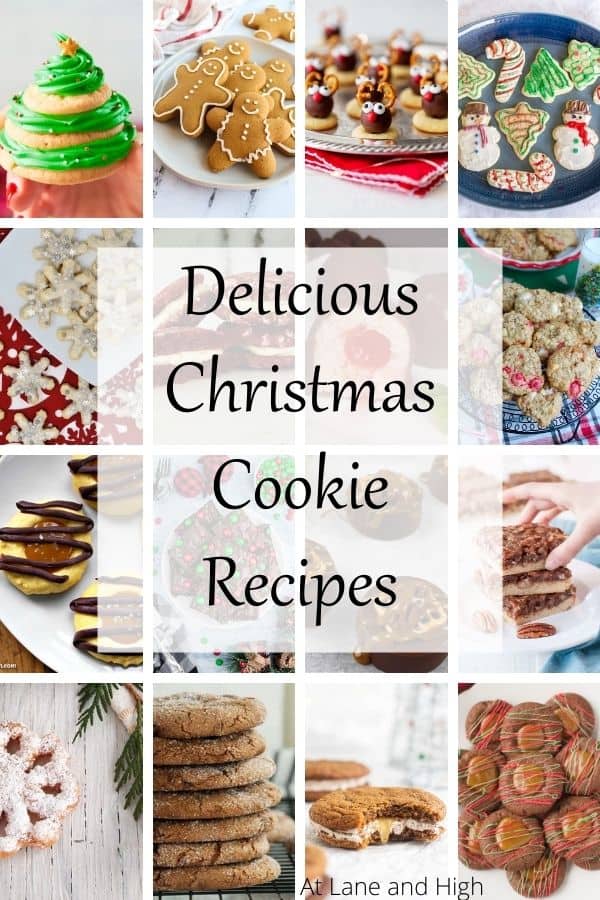 16 christmas cookies with text overlay pin for Pinterest.