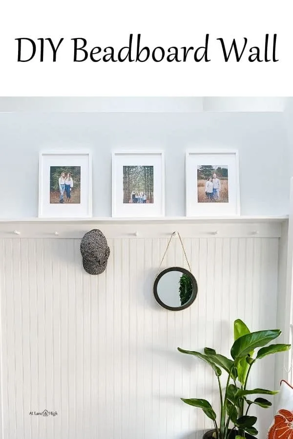 DIY Beadboard wall pin for Pinterest with text overlay.