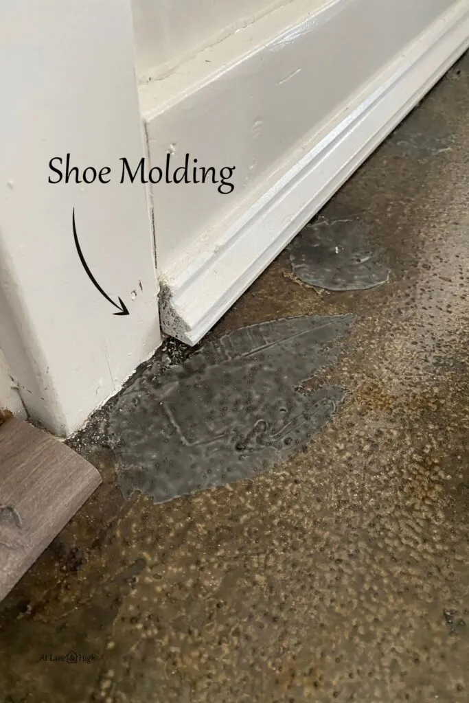 Shoe molding agains the baseboards in my basement up agains the stained concrete floors