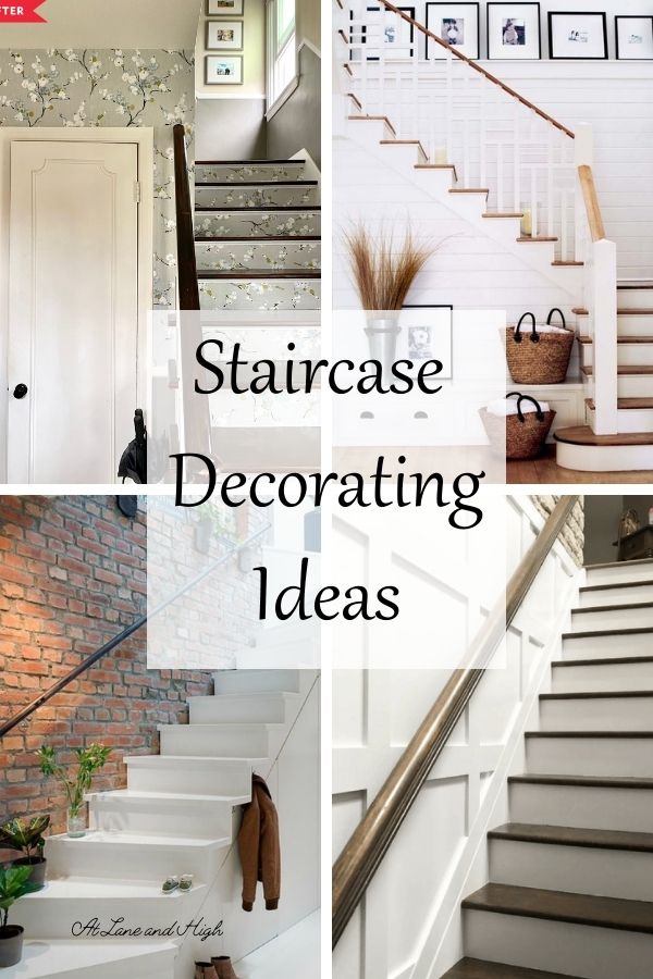 A grid of four photos of staircases with text overlay, pin for Pinterest.