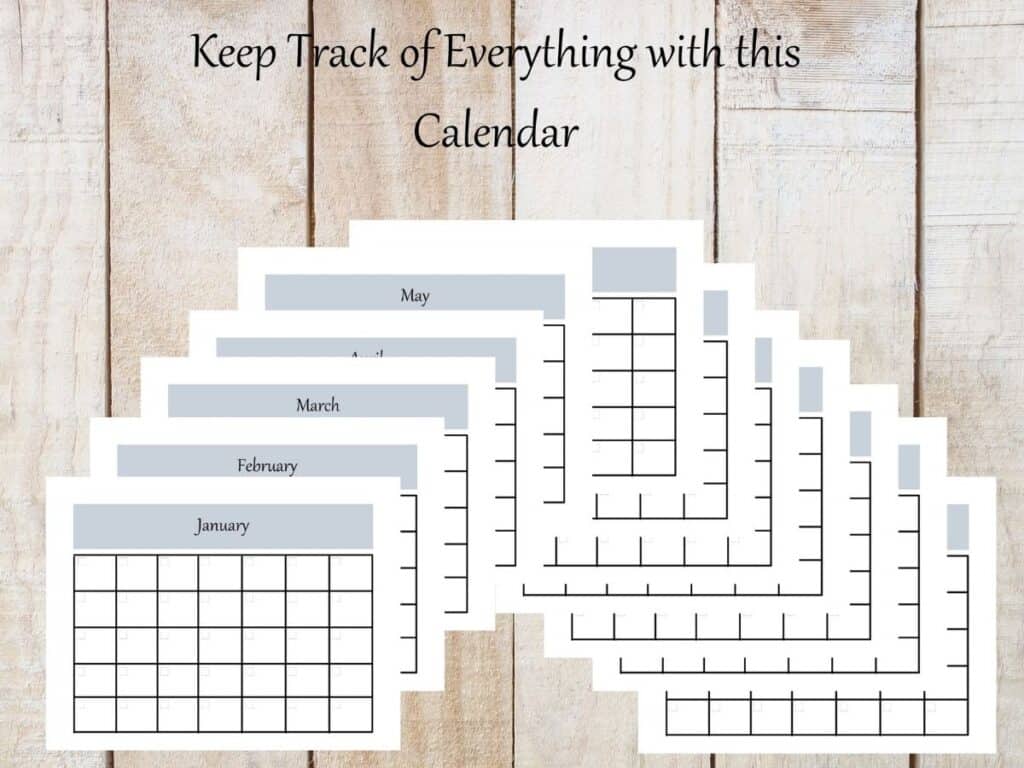 A wood background and monthly calendar with text overlay.
